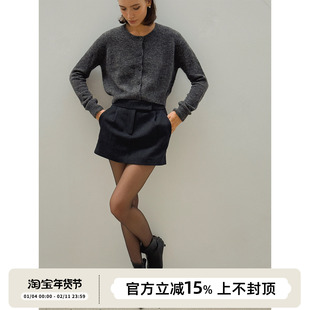 SOTHEA 秋冬时髦全羊毛粗斜纹假两件包臀修身半身裙短裤短款裙裤