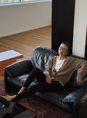 SOTHEA MODERN CHIC LADY全羊毛前后两穿短款v领针织开衫上衣