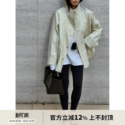 SOTHEA 松弛感 2025年秋季新品时髦立领廓形棉质时尚气质风衣外套