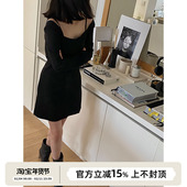 SOTHEA 21秋冬新款 Party场合B备重工羊毛精纺大开领小黑裙连衣裙