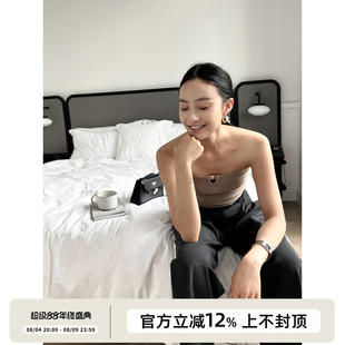SOTHEA Los Angeles显瘦名媛风修身弹力背心金属logo装饰针织抹胸