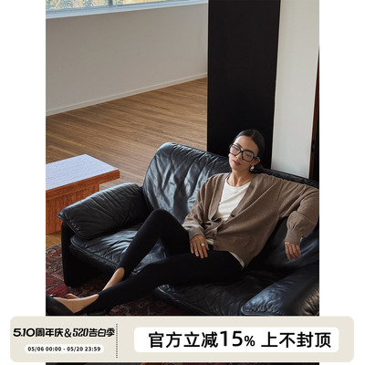 SOTHEA MODERN CHIC LADY全羊毛前后两穿短款v领针织开衫上衣
