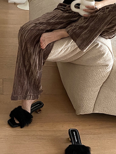 SOTHEA 时髦百搭款 特殊褶皱丝绒中腰直筒阔腿裤 2色 21秋冬新款