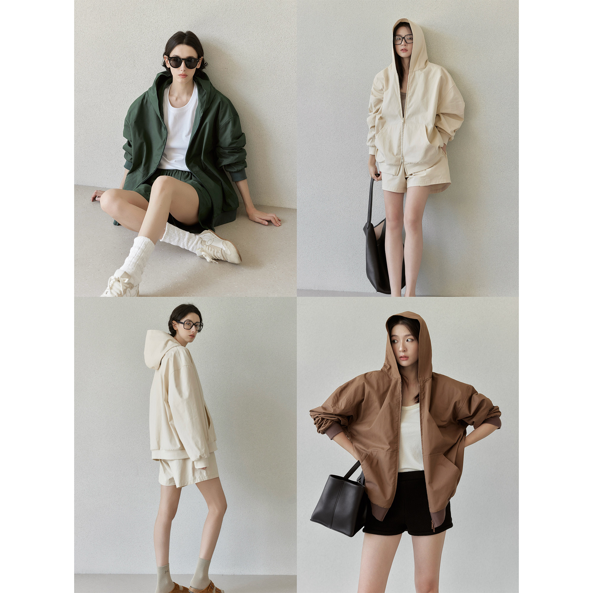 SOTHEA秋季洗水棉重工连帽休闲短外套夹克衫短裤套装女,女装/女士精品,时尚套装,淘宝优惠券,粉丝福利购,淘宝优惠卷