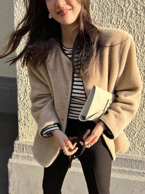 SOTHEA羊毛无领羊毛外套