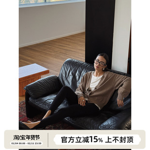 SOTHEA MODERN CHIC LADY全羊毛前后两穿短款v领针织开衫上衣