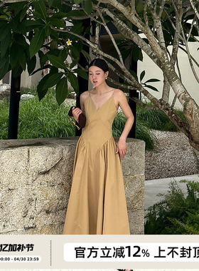 SOTHEA 夏日系列 夏季南法庄园荃棉收腰打褶宴会吊带连衣裙礼服女