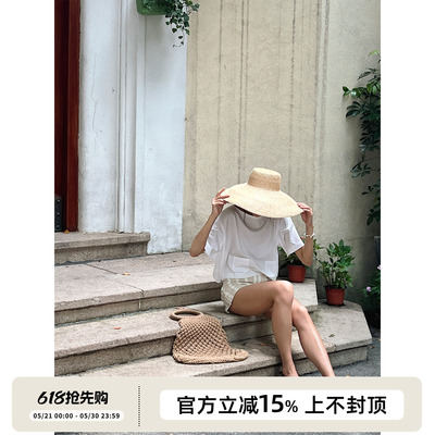小香风双袋丝光棉宽松T恤