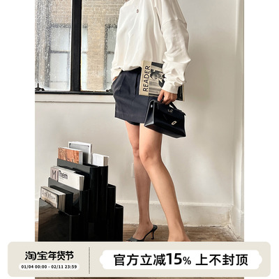 羊毛Mini短裙裤早秋斜纹精纺