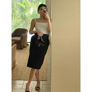 SOTHEA 羊毛混纺Gentlewomen高腰锥形过膝铅笔半身裙夏 高知通勤