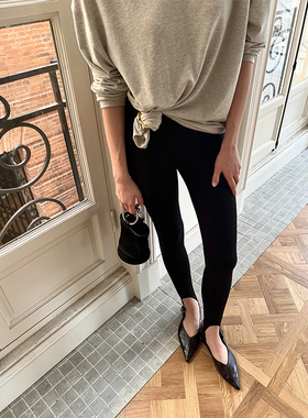 SOTHEA 时髦春秋打底Bi备显瘦弹力黑色紧身高腰外穿踩脚打底裤女