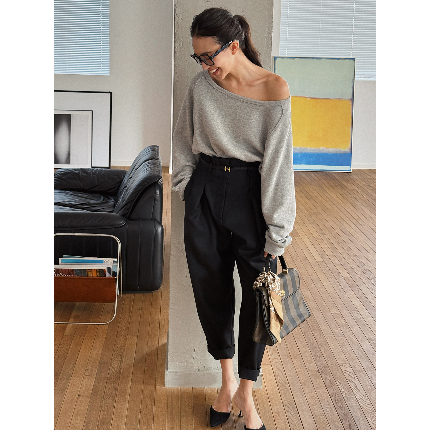 SOTHEA MODERN CHIC LADY精致好穿羊毛高腰锥形裤休闲裤西装裤