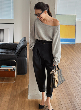 SOTHEA MODERN CHIC LADY精致好穿羊毛高腰锥形裤休闲裤西装裤