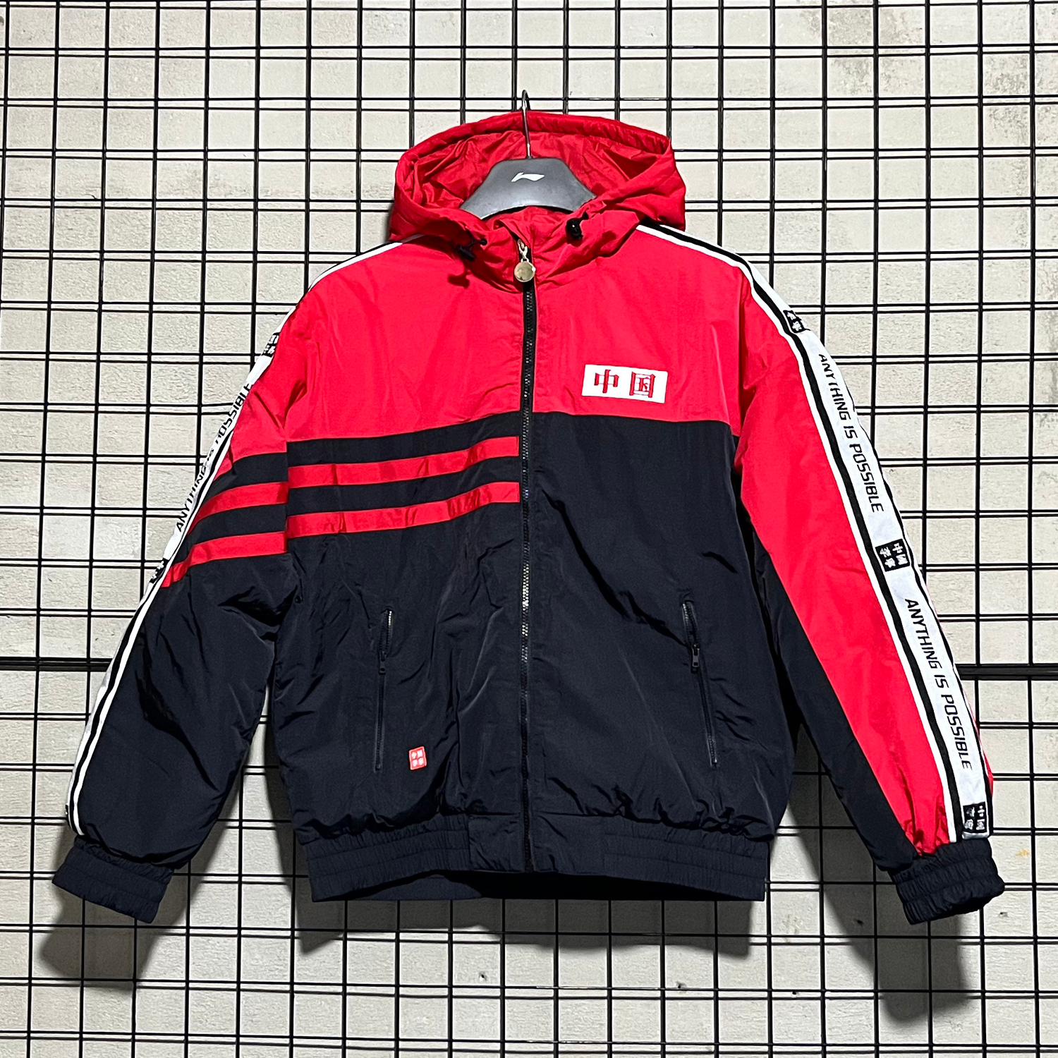 吊牌价1199元专柜同款中国李宁保暖防水防风短款羽绒服AYMU581-2