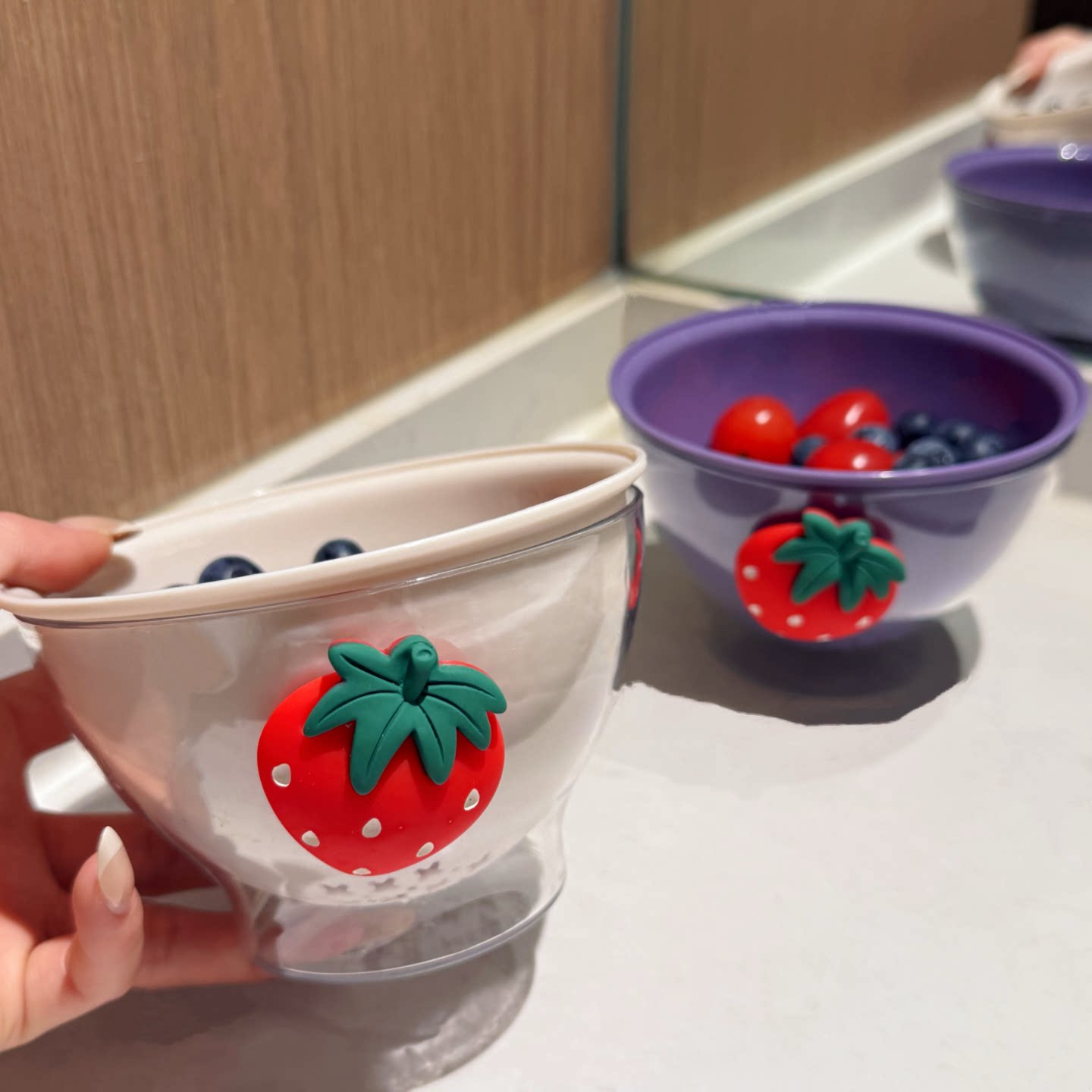 紫色(草莓款)可爱家用双层塑料