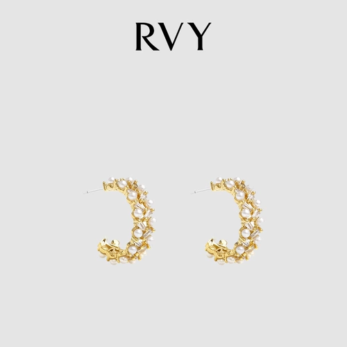 Дизайнерские ретро серьги из жемчуга, Гонконг, 2022, без проколов ушей