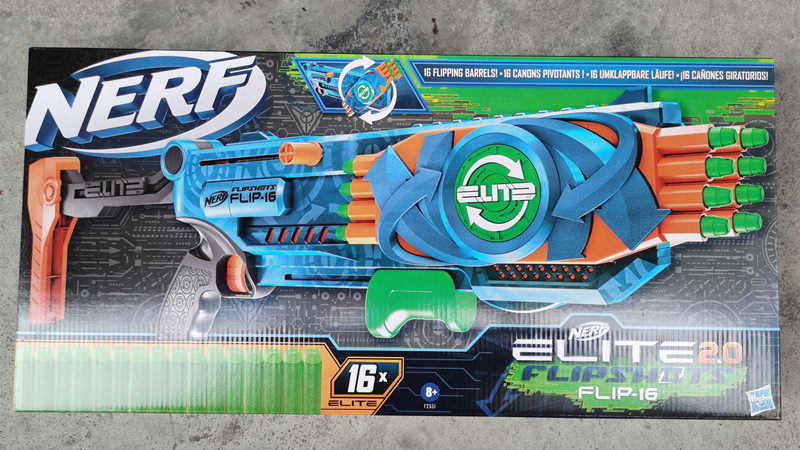 NERF热火精英 FLIP16发翻转双管发射器 双面八管男孩软弹枪玩具