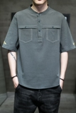 男士夏季短袖T恤棉麻风大码潮印花刺绣QT4066-T2101，男装T恤，电商A227