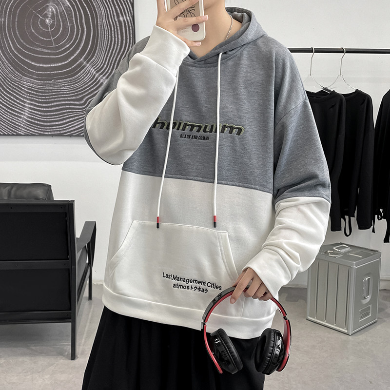 港风春秋冬季卫衣男连帽韩版刺绣宽松大码套头衫QT4066-WY057-P58图片