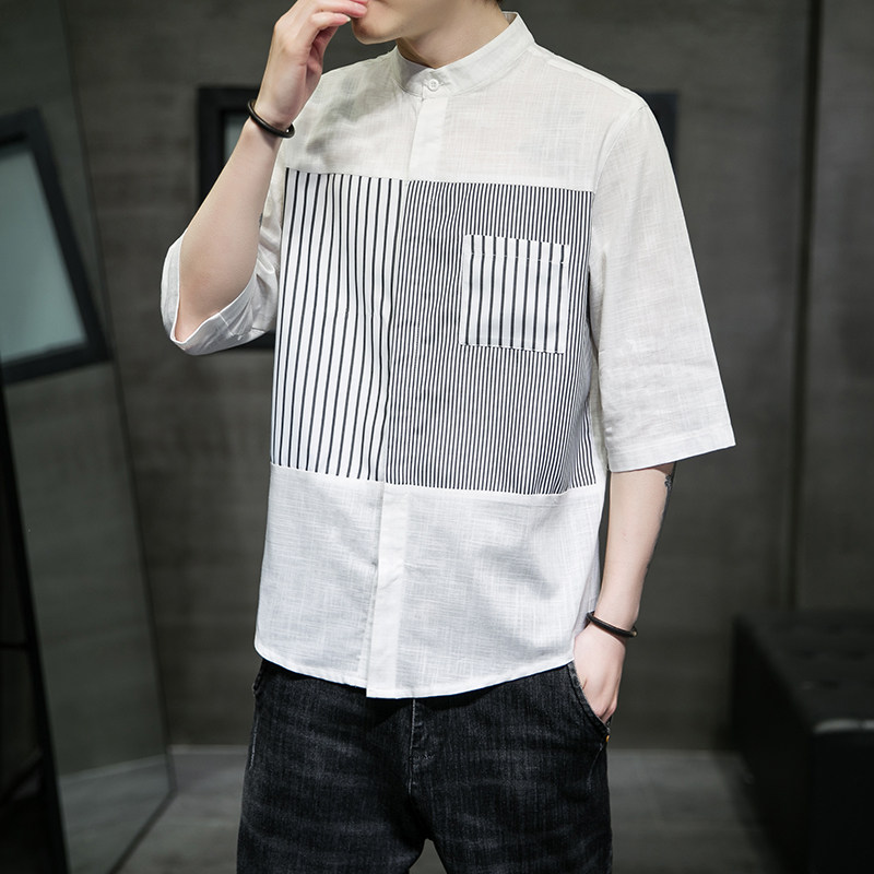 大码短袖衬衫免烫宽松潮中风夏休闲刺绣T恤QT4066-T2109-P55,男装衬衫,电商A227