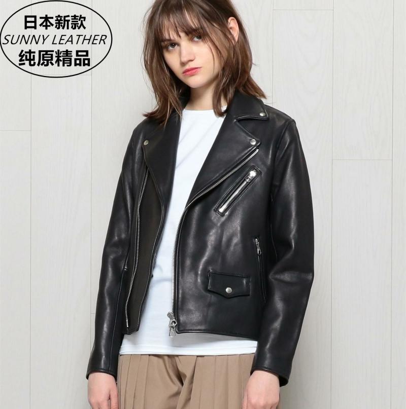 日系机车服真皮皮衣短款修身女款
