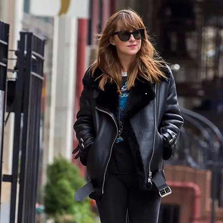 斜拉腰带羊皮毛一体中款