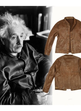 致敬爱因斯坦Menlo Cossack皮夹克做旧植鞣绵羊皮真皮皮衣无内衬