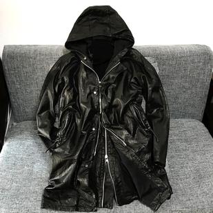 值得拥有日本西川牛皮柔软纯植物鞣制小胎牛皮立体剪裁连帽大衣