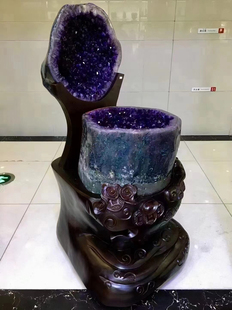 好美紫晶聚宝盆摆件聚财聚气高宽厚145 100CM 6.8万元 300公斤
