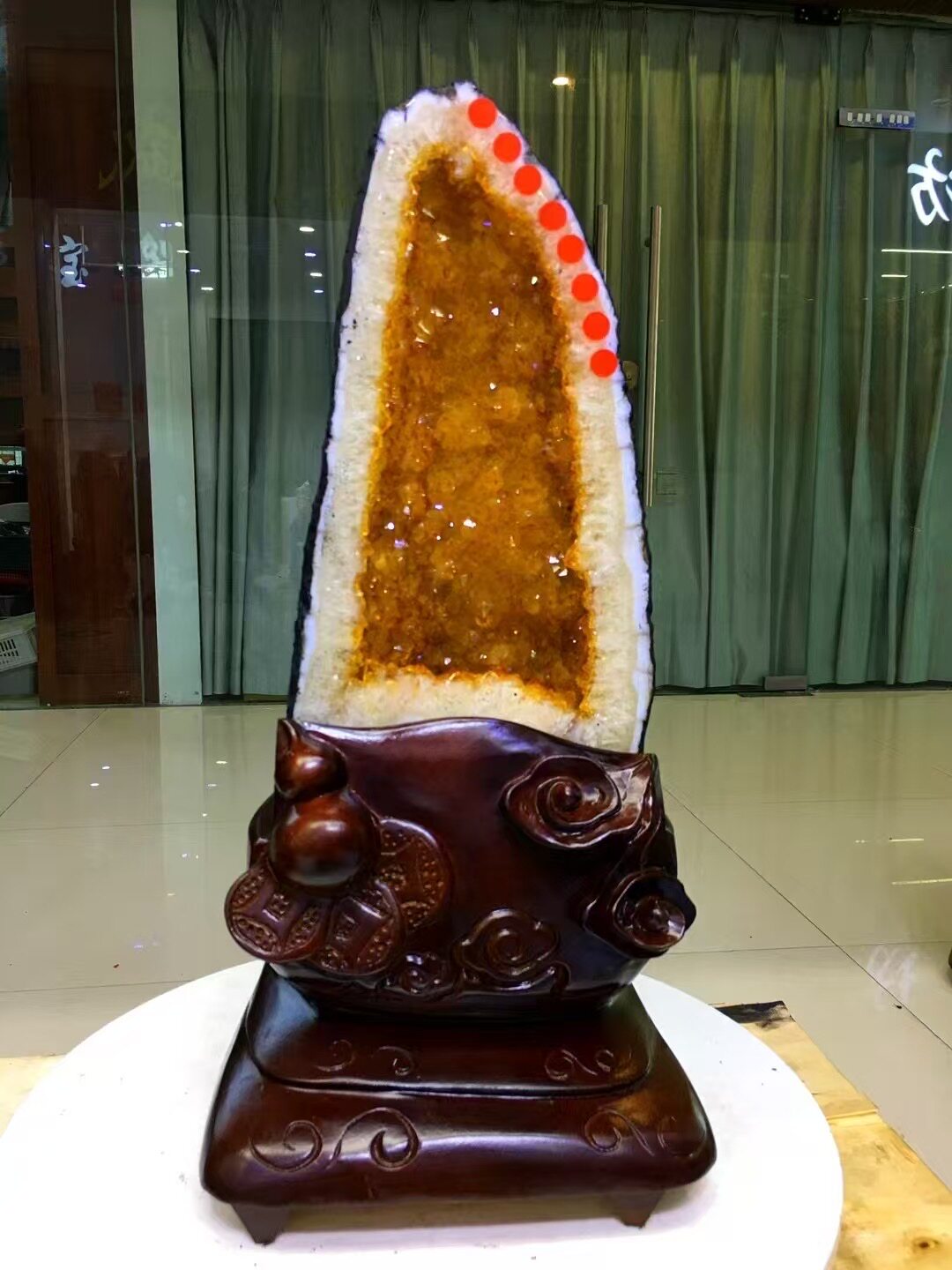 天然黄水晶洞摆件巴西黄晶钱袋子聚宝盆消磁原石办公室晶洞16.4kg