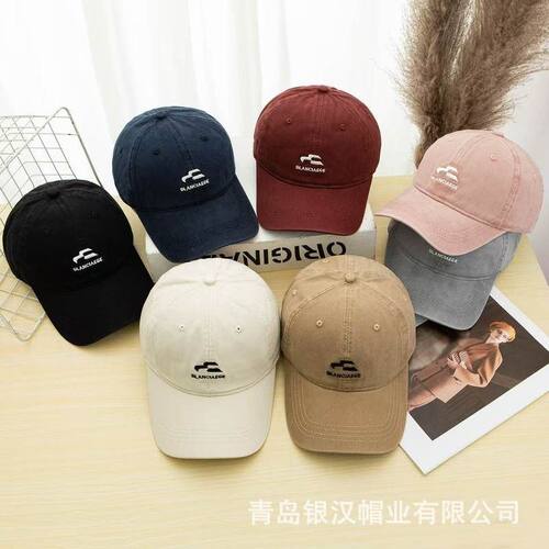 B家早春新款大头围韩版棒球帽情侣出行防晒百搭刺绣字母鸭舌帽潮