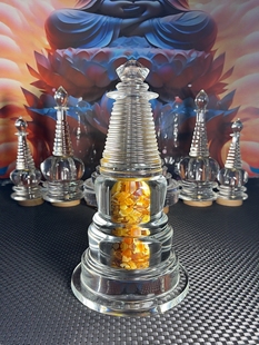 大号熔炼的天然水晶舍利塔大容量舍利塔摆件 佛塔 菩提塔 嘎乌盒