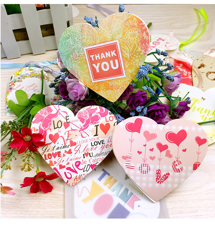 爱心形贺卡小卡片心愿心意定制祝福感恩留言礼物DIY520表白鲜花七夕情人教师新款老中秋中国风送客户商务