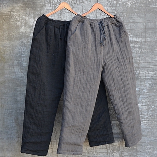 舒适保暖休闲大码 复古中国风原创冬季 直筒裤 长裤 百搭显瘦 棉花棉裤