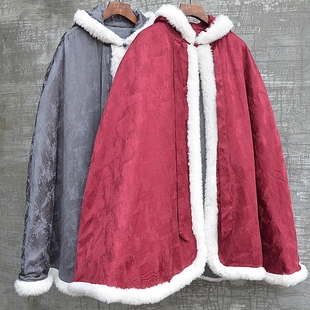 原创冬季中性款棉花斗篷披风无袖棉衣打坐禅修风雪观音斗篷中长帅