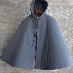 冬季连帽短款加厚棉保暖麻棉花斗篷观音斗棉袄特肥禅修打坐居士服