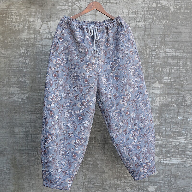 男装大码棉裤外穿厚款原创秋冬纯棉哈伦裤长裤时尚个性小众宽松