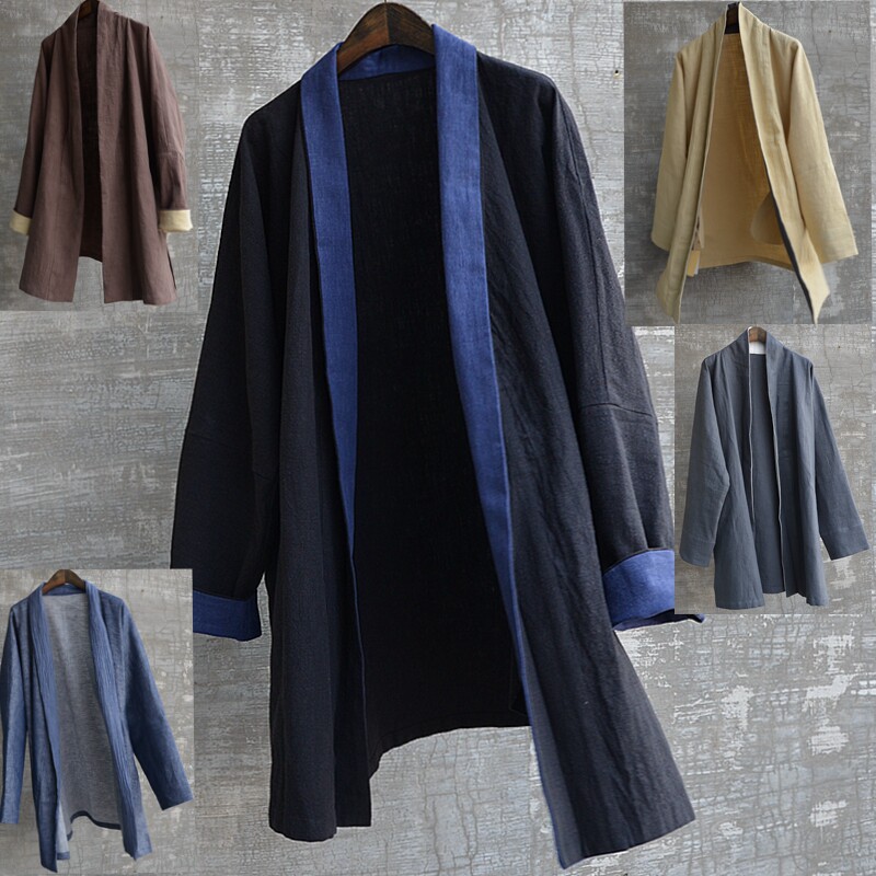 唐装男长袖改良汉服男开衫中式居士服秋季外套原创中国风男装大码