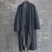 女装 原创秋冬交领羊绒大衣双面双色两穿文艺复古小众唯美休闲宽松