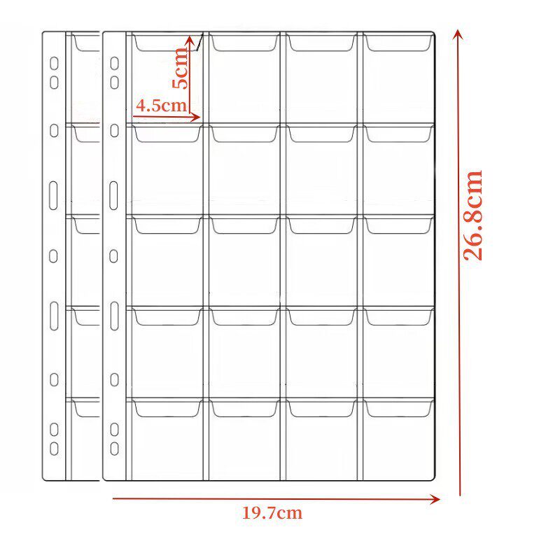 跨境货源钱币硬币收藏活页9孔20格翻盖收纳pvc活页硬币收纳内页