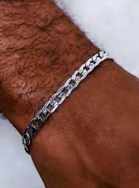 FAZA 18K金色经典古巴精工手链情侣素金未镶嵌冷淡风简约时尚大气