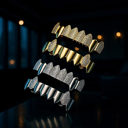 欧美grillz镶钻镀金嘻哈锆石牙套