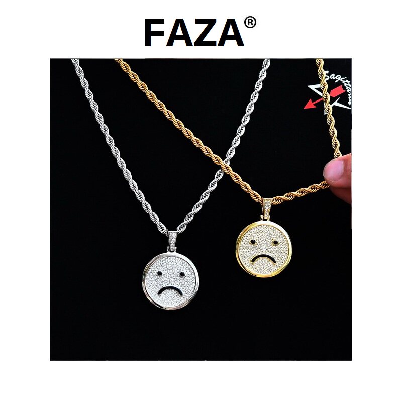 欧美INS满钻哭脸项链潮锁骨链镶锆石吊坠小众设计感情侣百搭饰品