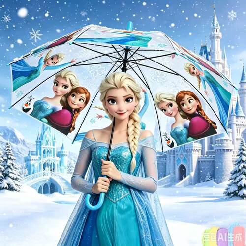 卡通冰雪儿童雨伞女幼儿园小学生爱莎公主宝宝自动长柄晴雨儿童伞