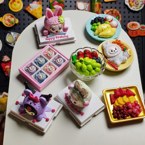 全店3件9折6件8折网红水果可爱布布冰箱贴榴莲磁力贴立体树脂装饰