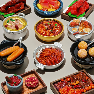 六件8折仿真卤鹅冰箱贴立体树脂食玩美食磁吸装饰蟹肉煲磁贴