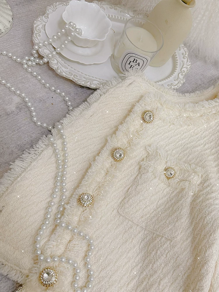 Изделие из шерсти вязаный осенний жакет, костюм, кардиган, стиль Chanel