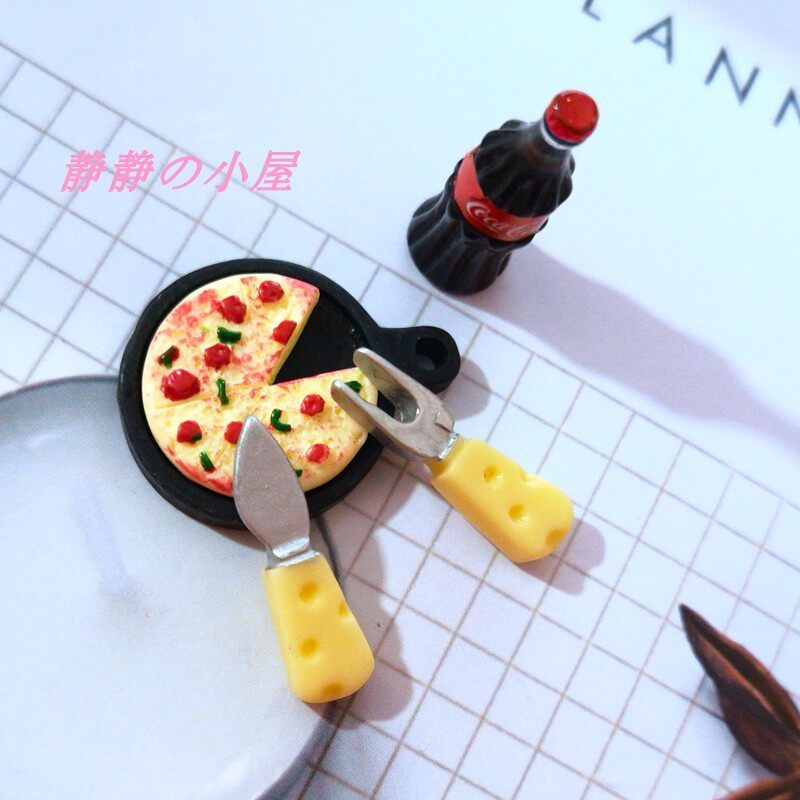DOLLHOUSE微缩食玩 场景模型 DIY迷你小玩具仿真比萨汽水套餐模型