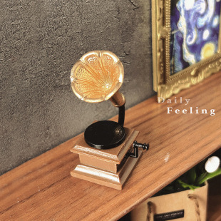 微缩模型迷你复古留声机娃娃屋配件装饰微景观场景袖珍模型小摆件