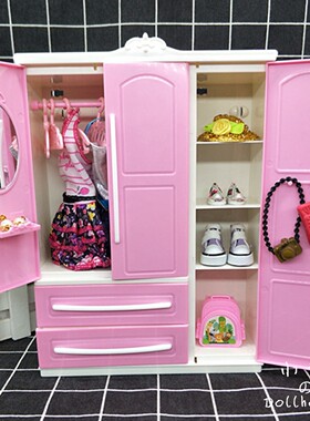 bjd布娃娃屋配件欧式过家家迷你双层收纳衣柜模型摆件diy女孩玩具